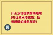 什么水培植物帮助睡眠好(优质水培植物：改善睡眠的绿色秘密)