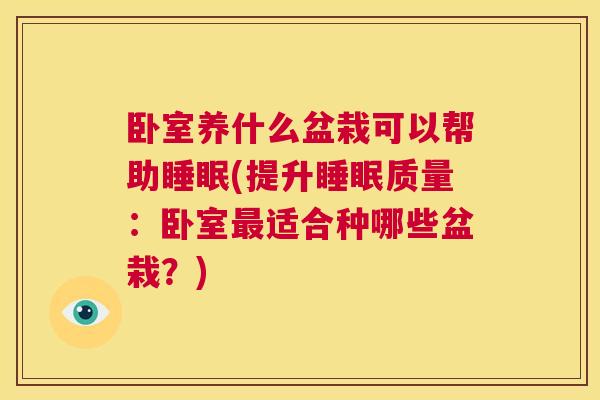 卧室养什么盆栽可以帮助睡眠(提升睡眠质量：卧室最适合种哪些盆栽？)