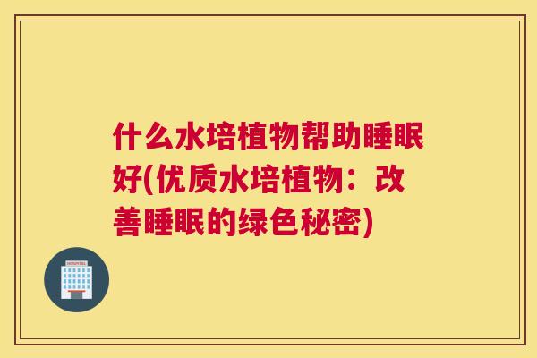 什么水培植物帮助睡眠好(优质水培植物：改善睡眠的绿色秘密)